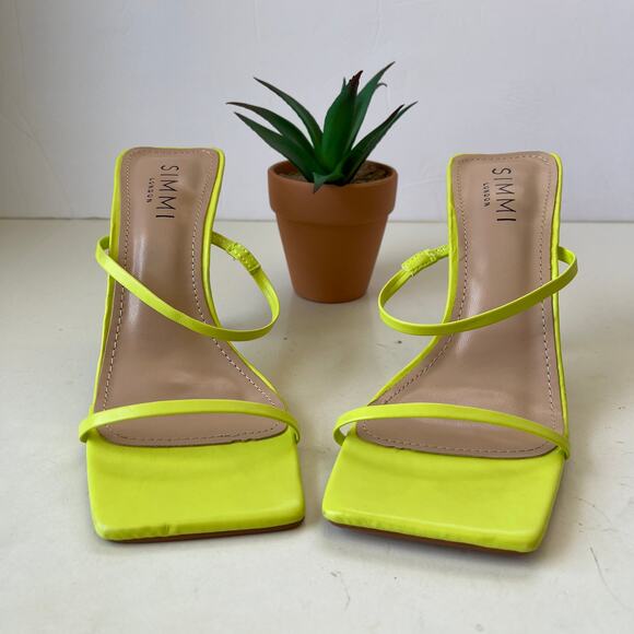 SIMMI Strappy Heeled Sandals Womens Shoes Sz 5 Flourescent Spool Heel Festival - Picture 3 of 11